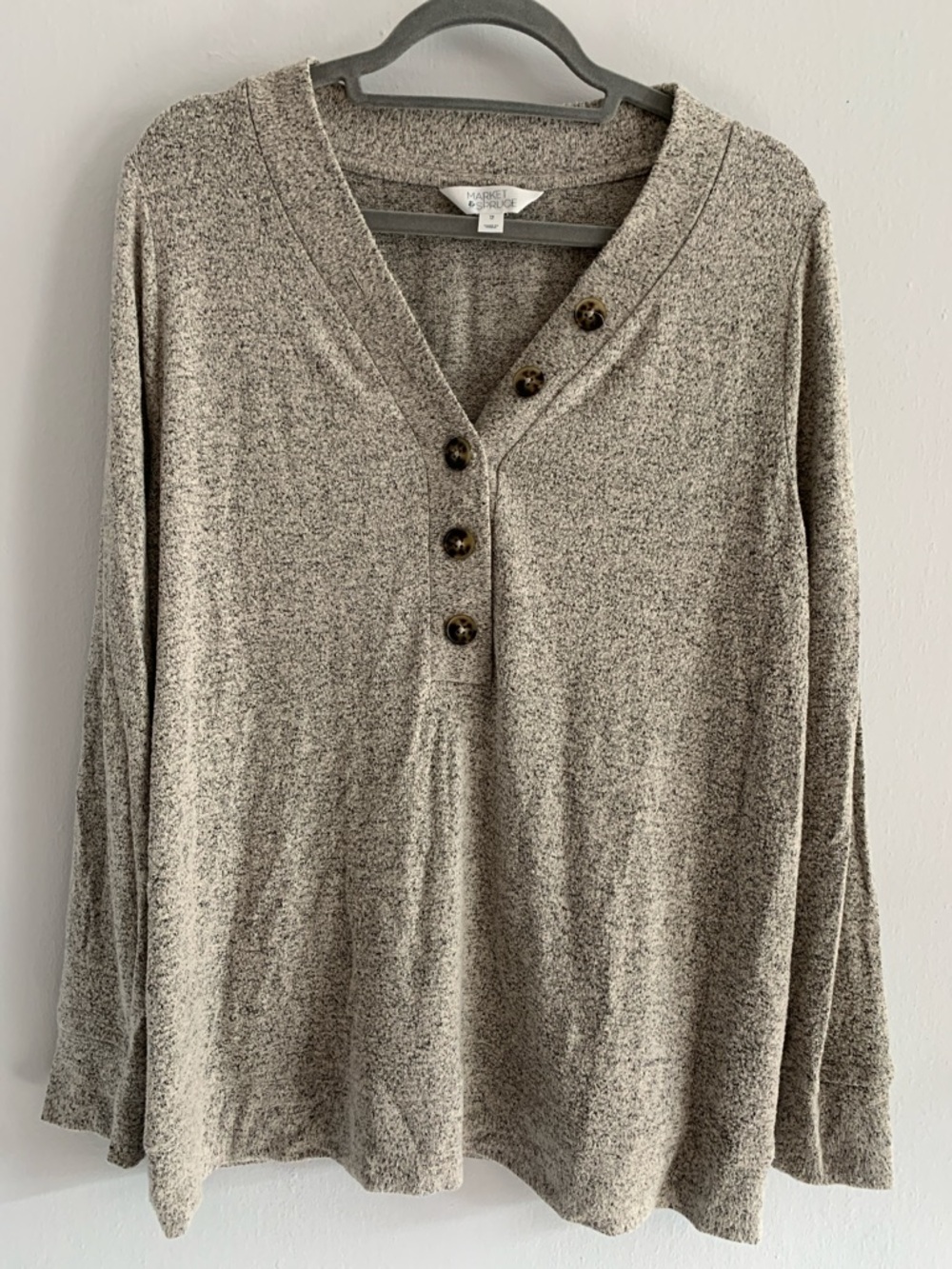 MARKET & SPRUCE Neutral Gray Marled Henley Top